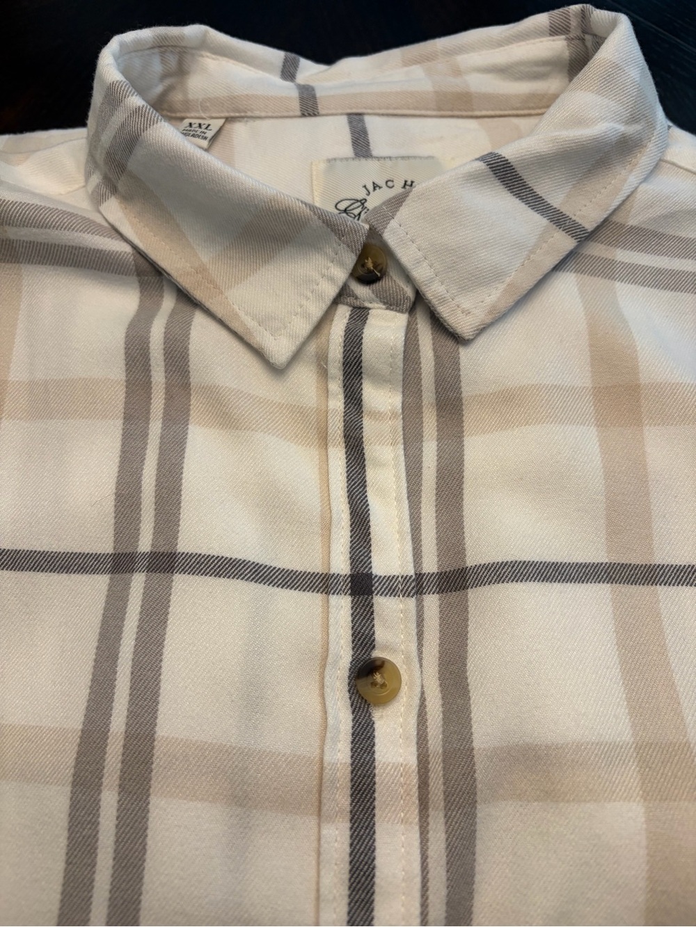 Jachs Girlfriend Cream and Tan Plaid Flannel Shirt size XXL